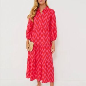 Tuckernuck Pomander Place Hit Pink Ikat Mabel Maxi Dress Size S